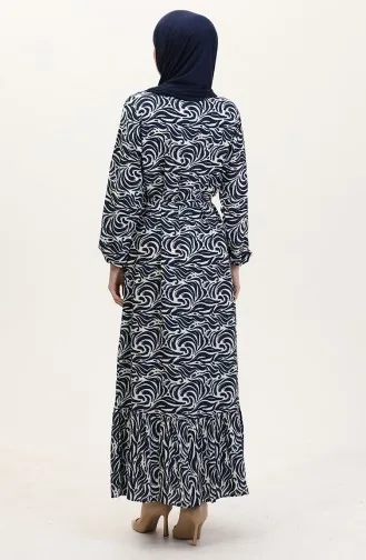 Viskose Stoff Rock Mit Rüschengürtel Kleid 0038-01 Marineblau 0038-01