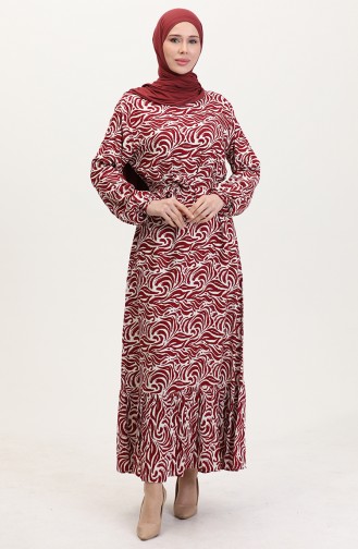 Claret Red Hijab Dress 0038-02