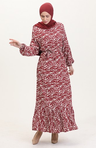 Claret Red Hijab Dress 0038-02