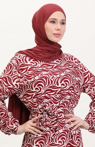 Claret Red Hijab Dress 0038-02