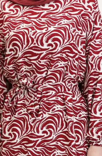 Viscose Stof Rok Met Ruche Riem Jurk 0038-02 Claret Red 0038-02