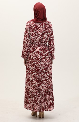 Claret Red Hijab Dress 0038-02