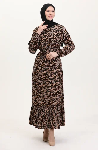 Viskose Stoff Rock Mit Rüschengürtel Kleid 0038-03 Milchkaffee 0038-03