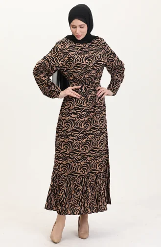 Viskose Stoff Rock Mit Rüschengürtel Kleid 0038-03 Milchkaffee 0038-03