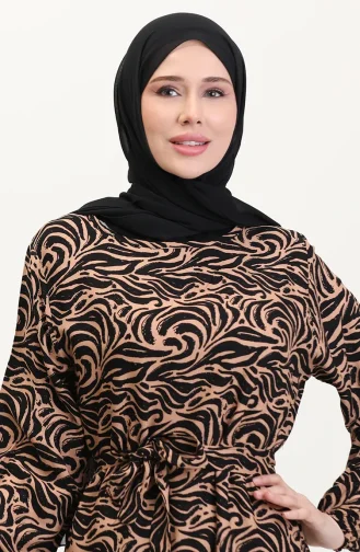 Viskose Stoff Rock Mit Rüschengürtel Kleid 0038-03 Milchkaffee 0038-03