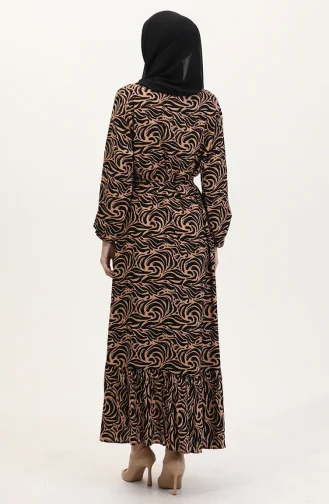 Viskose Stoff Rock Mit Rüschengürtel Kleid 0038-03 Milchkaffee 0038-03