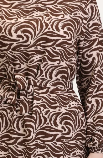 Viscose Fabric Skirt With Ruffle Belt Dress 0038-04 Brown 0038-04