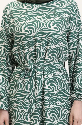 Viscose Fabric Skirt With Ruffle Belt Dress 0038-05 Emerald Green 0038-05