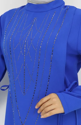 Ensemble Tunique Et Pantalon De Soirée à Nouer Sur Le Côté Pierre 6123-06 Saxe 6123-06