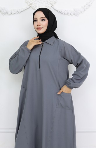 Double Kumaş Uzun Tunik Pantolon İkili Takım 0034-02 Gri