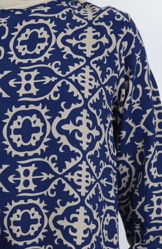 Viscose Stof Patroon Jurk 0036-03 Marineblauw 0036-03