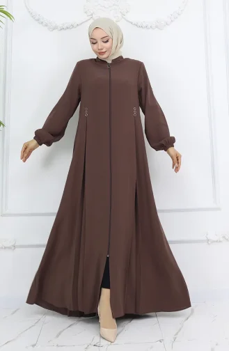 Abaya Mit Knopfdetail Und Reißverschluss 6203-07 Nerz 6203-07