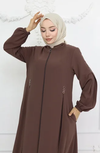 Abaya Mit Knopfdetail Und Reißverschluss 6203-07 Nerz 6203-07