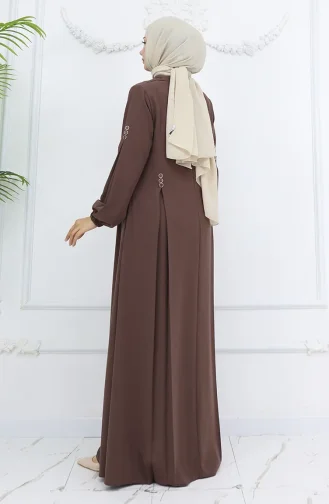 Abaya Mit Knopfdetail Und Reißverschluss 6203-07 Nerz 6203-07