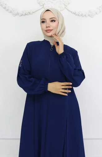 Button Detailed Zippered Abaya 6203-08 Parliament 6203-08