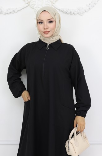 Double Kumaş Uzun Tunik Pantolon İkili Takım 0034-04 Siyah