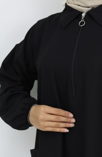Double Kumaş Uzun Tunik Pantolon İkili Takım 0034-04 Siyah