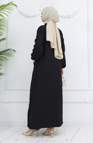 Double Kumaş Uzun Tunik Pantolon İkili Takım 0034-04 Siyah