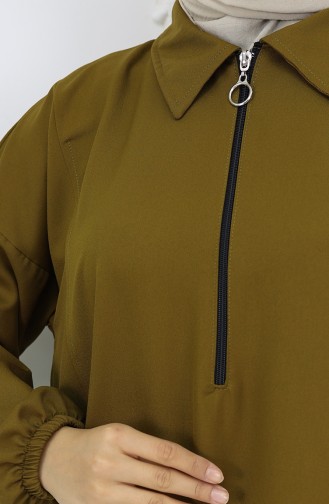 Double Kumaş Uzun Tunik Pantolon İkili Takım 0034-05 Yağ Yeşili