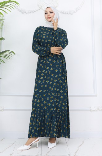 Robe Hijab Pétrole 0035-04