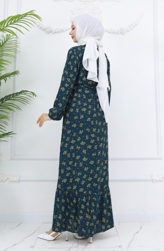 Robe Hijab Pétrole 0035-04