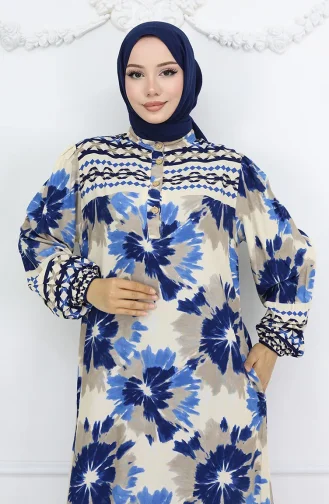 Viskon Kumaş Desenli Düğmeli Elbise 2001-02 Saks Vizon