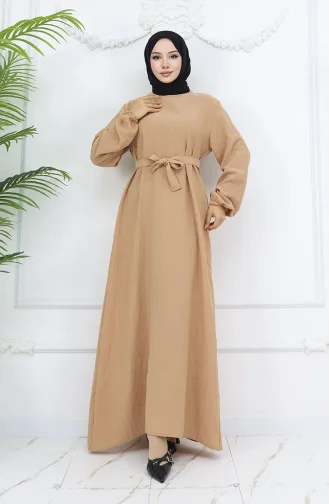 Aerobin Fabric Elastische Mouwjurk 2002-07 Camel 2002-07