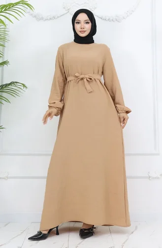 Aerobin Fabric Elastische Mouwjurk 2002-07 Camel 2002-07