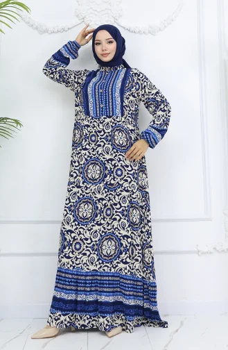 Viskon Kumaş Düğmeli Elbise 2005-04 Lacivert