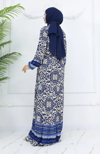 Viskon Kumaş Düğmeli Elbise 2005-04 Lacivert