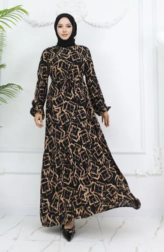 Robe En Tissu Viscose à Manches élastiques 2006-05 Noir Lait Café 2006-05