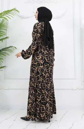 Robe En Tissu Viscose à Manches élastiques 2006-05 Noir Lait Café 2006-05