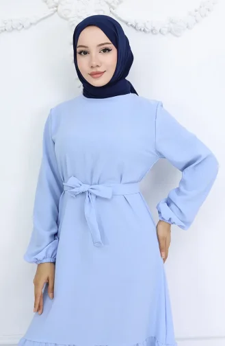 فستان Aerobin Fabric المزود بحزام 2007-01 باللون الأزرق الجليدي 2007-01