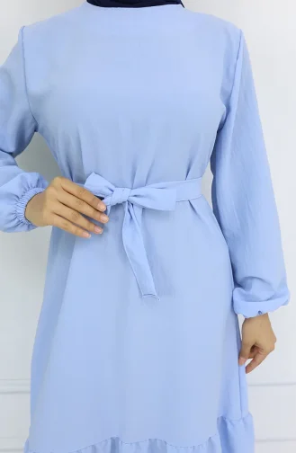 فستان Aerobin Fabric المزود بحزام 2007-01 باللون الأزرق الجليدي 2007-01