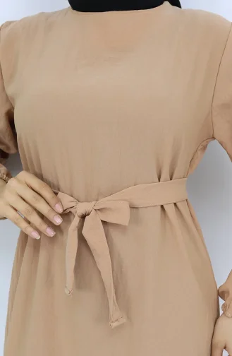 Aerobin Kumaş Kuşaklı Elbise 2007-03 Camel