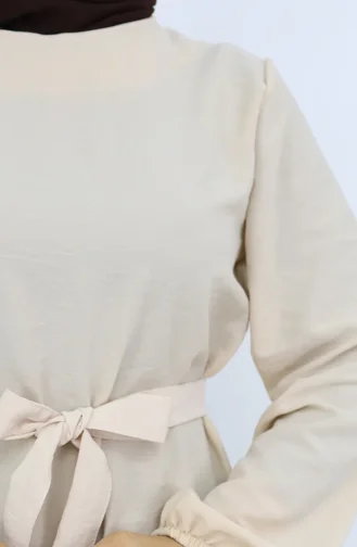 Aerobin Fabric Belted Dress 2007-04 Beige 2007-04