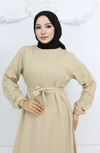 فستان بيلماندو بحزام من القماش 2013-01 بيج 2013-01