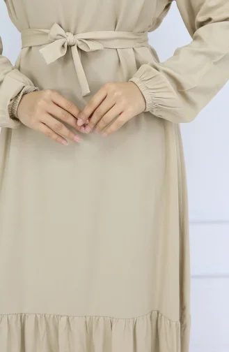 فستان بيلماندو بحزام من القماش 2013-01 بيج 2013-01