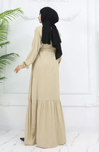 فستان بيلماندو بحزام من القماش 2013-01 بيج 2013-01