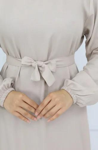 Belmando Kumaş Kuşaklı Elbise 2013-02 Vizon