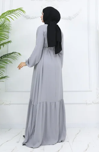 Belmando Kumaş Kuşaklı Elbise 2013-09 Gri
