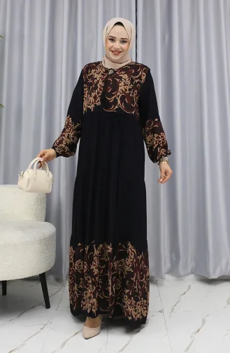 Water Pattern Dress 4082-01 Black Brown 4082-01