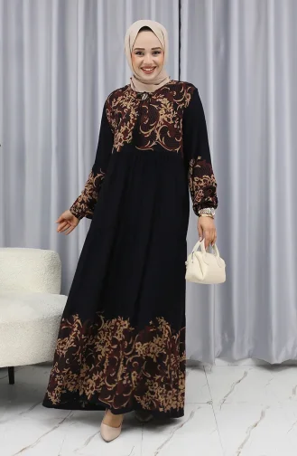 Water Pattern Dress 4082-01 Black Brown 4082-01