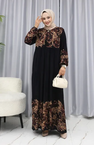 Water Pattern Dress 4082-01 Black Brown 4082-01