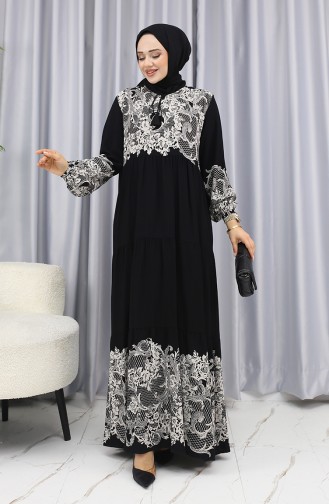 Schwarz Hijab Kleider 4082-02