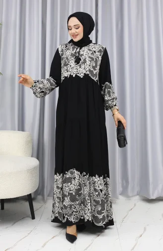 Robe à Motifs D`eau 4082-02 Noir Et Blanc 4082-02