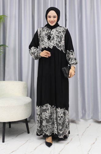Schwarz Hijab Kleider 4082-02