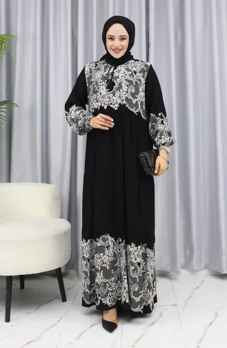 Robe à Motifs D`eau 4082-02 Noir Et Blanc 4082-02