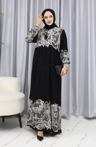 Schwarz Hijab Kleider 4082-02