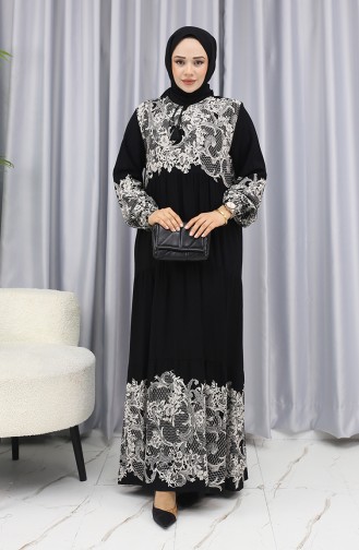 Schwarz Hijab Kleider 4082-02